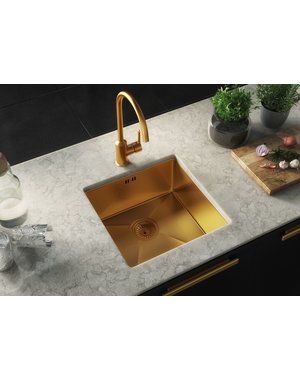 Luxury Tiles Midas Lalot Gold Undermount Kitchen sink with waste