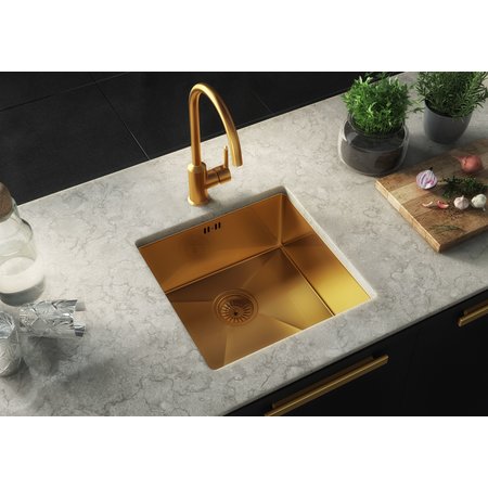 Luxury Tiles Midas Lalot Gold Undermount Kitchen sink with waste