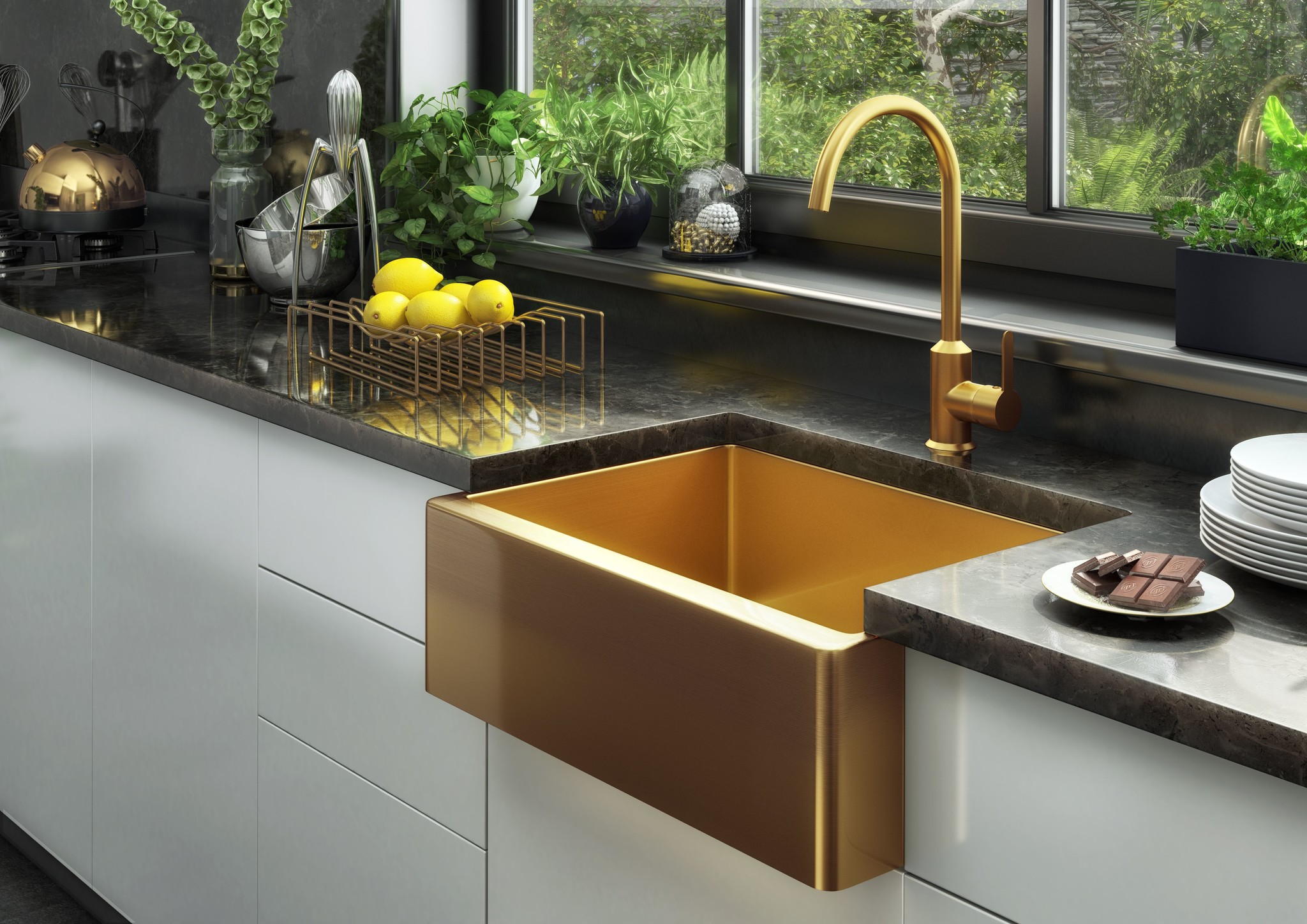 Midas Statement Gold Kitchen Sink Luxury Tiles