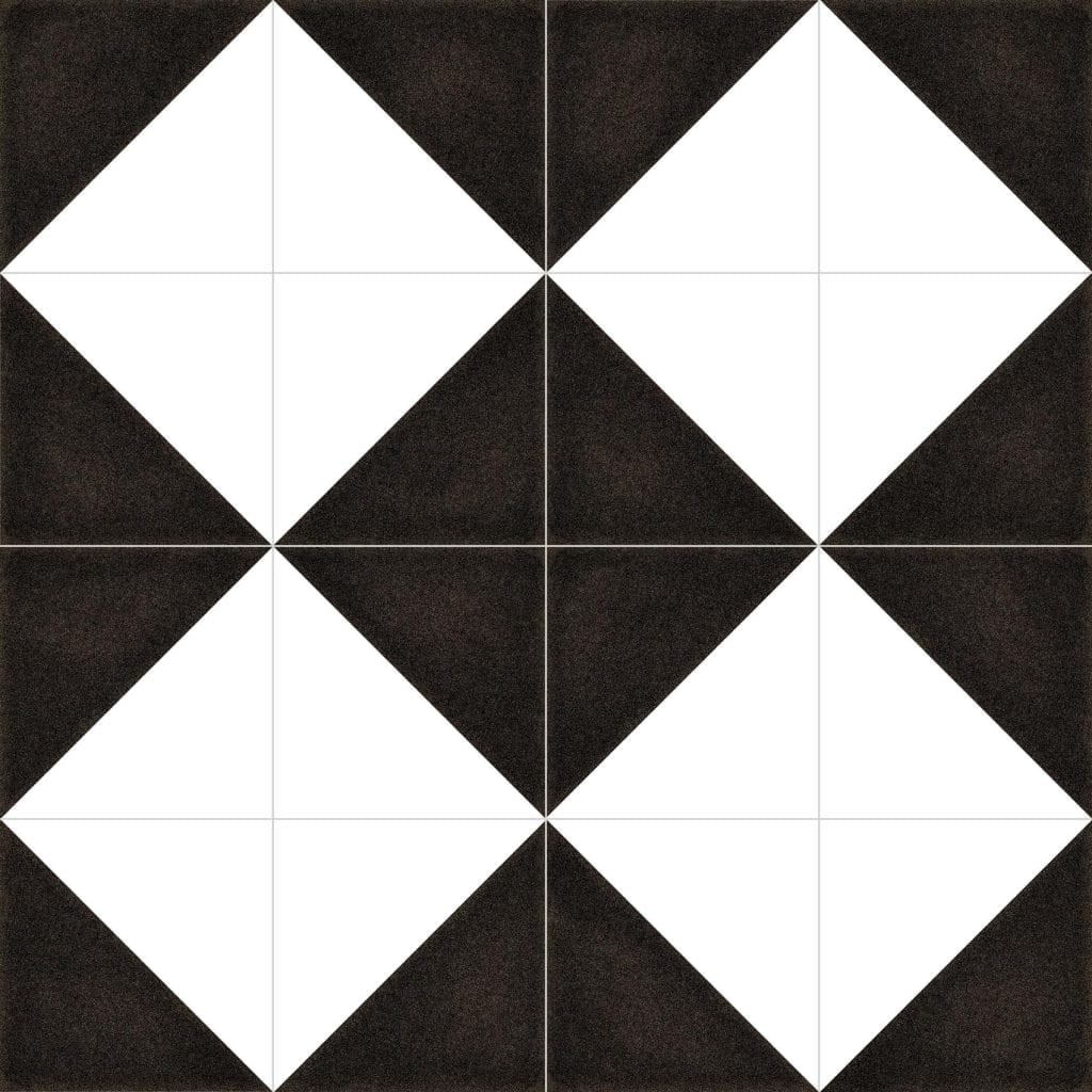 Aspen Black And White Triangle Porcelain 200x200 Tile Luxury Tiles