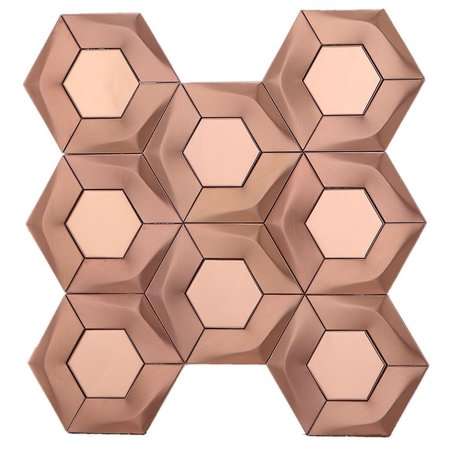 Luxury Tiles Brushed Copper Hexagon Mosaic Tile