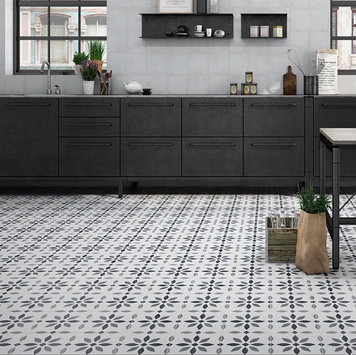 The Modern Flower Pattern Floor Tile 223x223mm Luxury Tiles