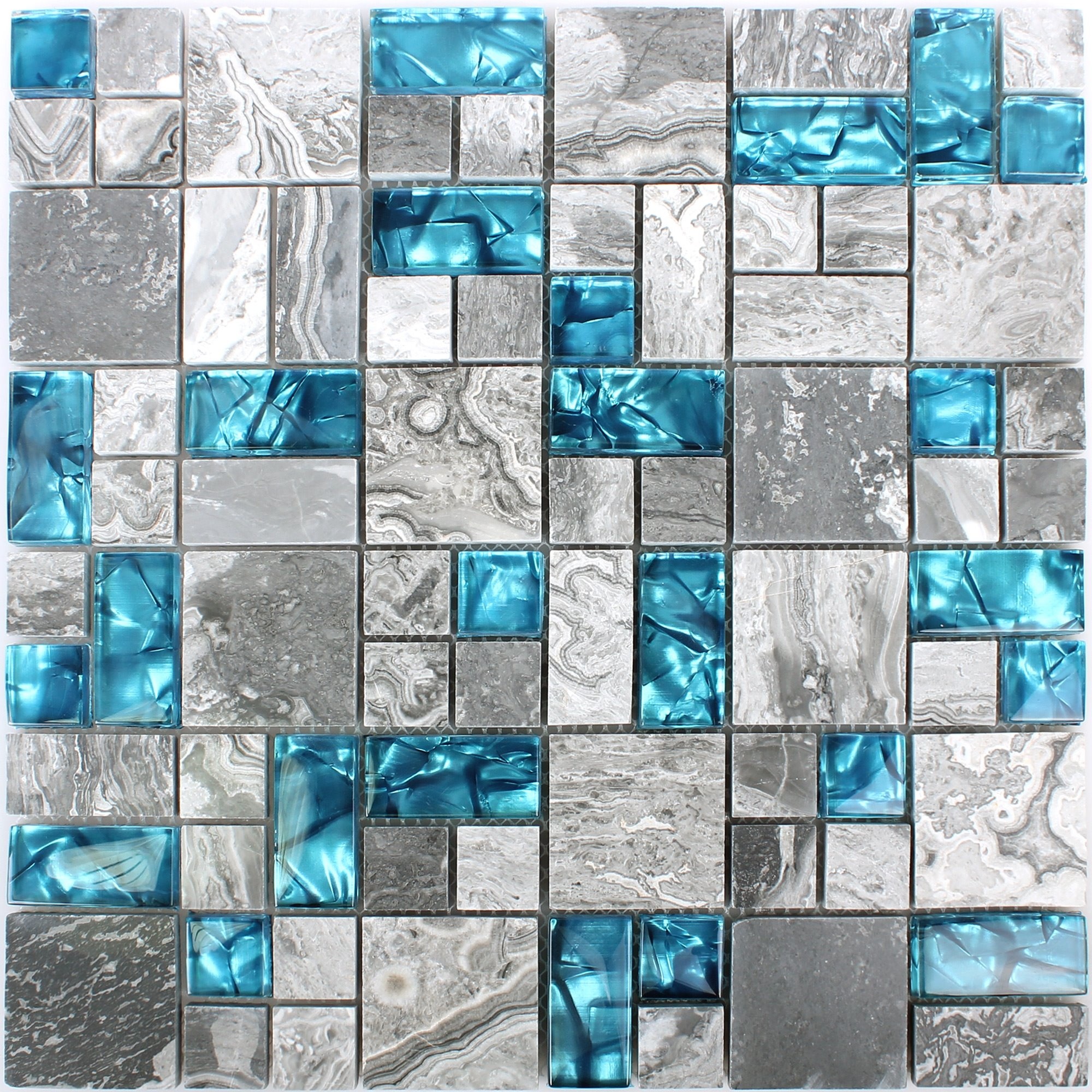 Natural Lapis Lazuli Glass Mosaic Tile 30cmx30cm - Luxury Tiles