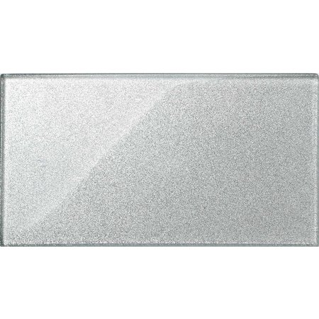Luxury Tiles Grey Glass Glitter Metro tile 30x15cm