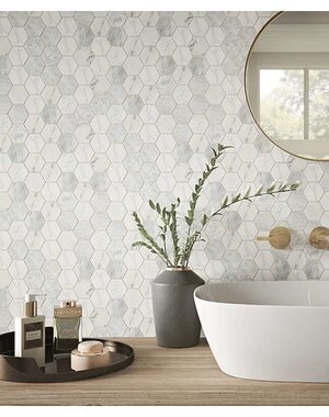 Luxury Tiles White Hex Marble Decor Mosaic Tile