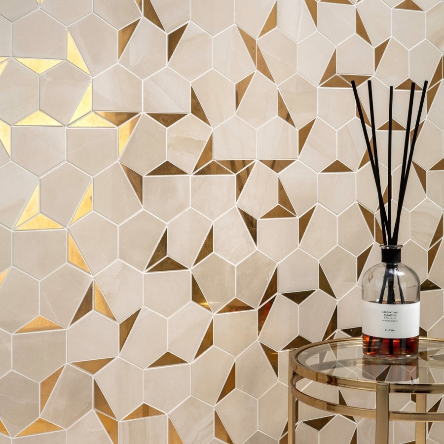 Hexagon Gold Mosaic Tile Luxury Tiles