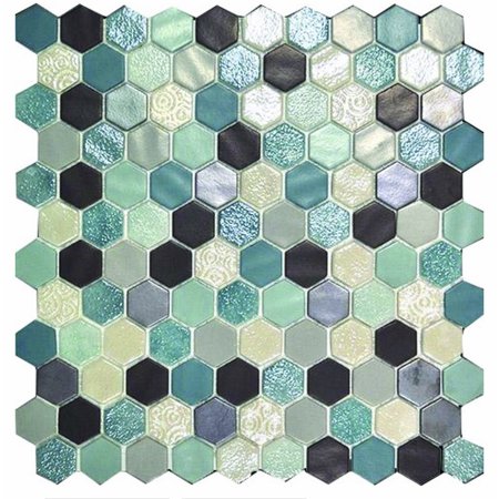 Avatar Hex Aqua Glass Mosaic Tile