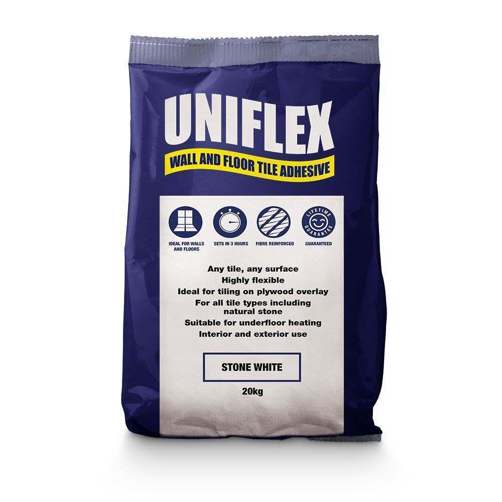 Uniflex White Wall u0026 Floor Tile Adhesive 20kg - Luxury Tiles