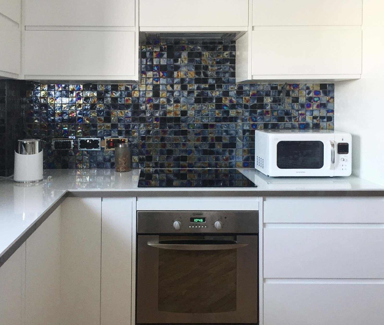Onyx Black Rustic Glass Mosaic Wall Tile Luxury Tiles