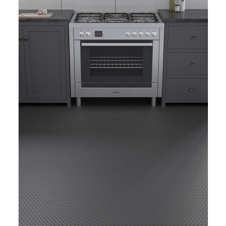 Shapes Hexagon Matt Black Mosaic Tile