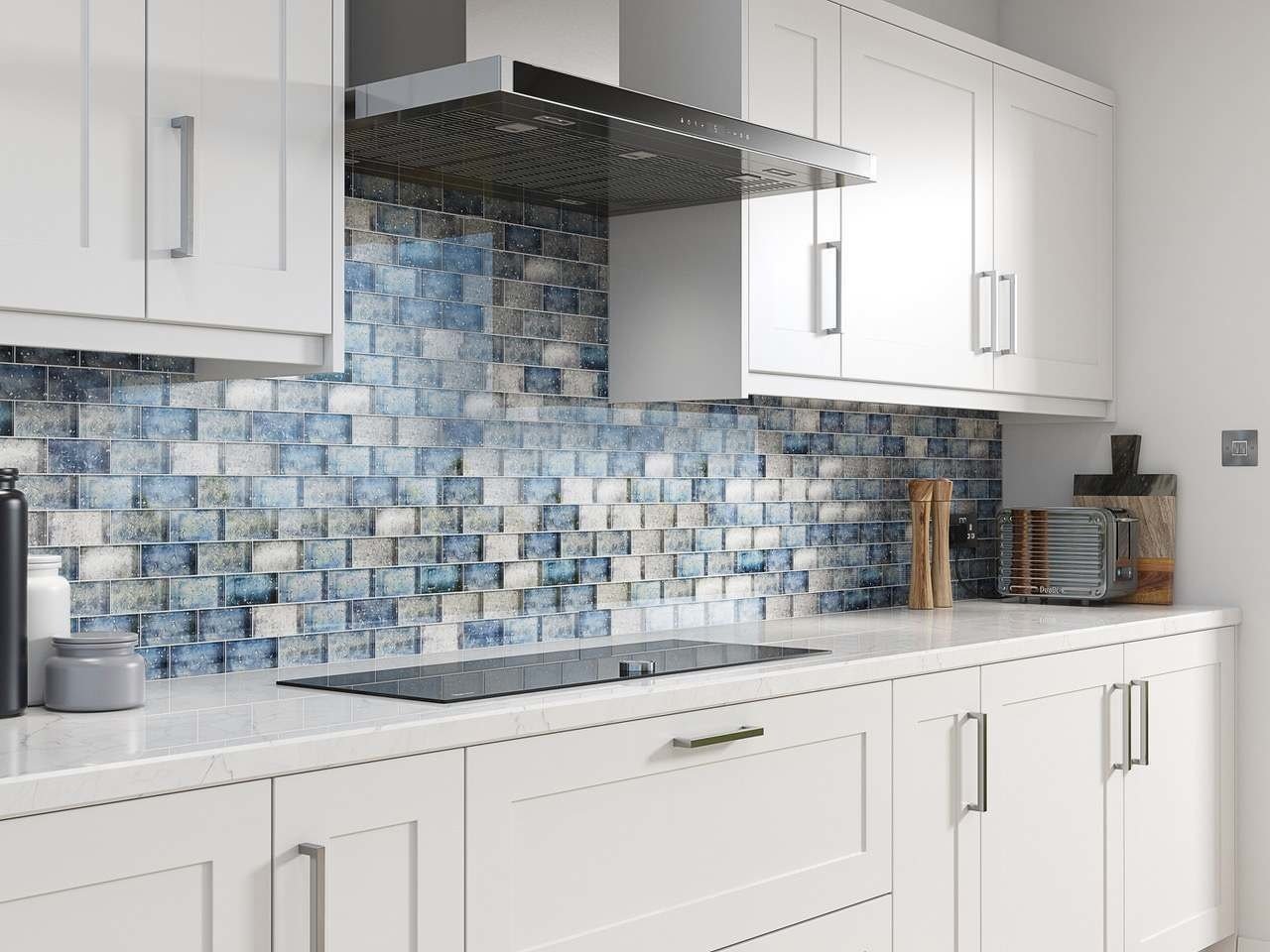 Blue Mix Glass Brick Effect Wall Mosaic Tile 300x300mm Luxury Tiles