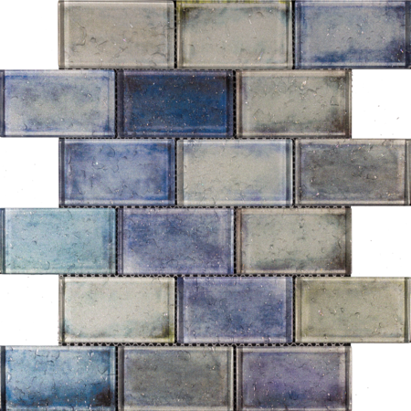 Blue Mix Glass Brick Effect Wall Mosaic Tile 300x300mm