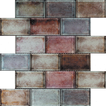Red Mix Glass Brick Effect Wall Mosaic Tile 300x300mm