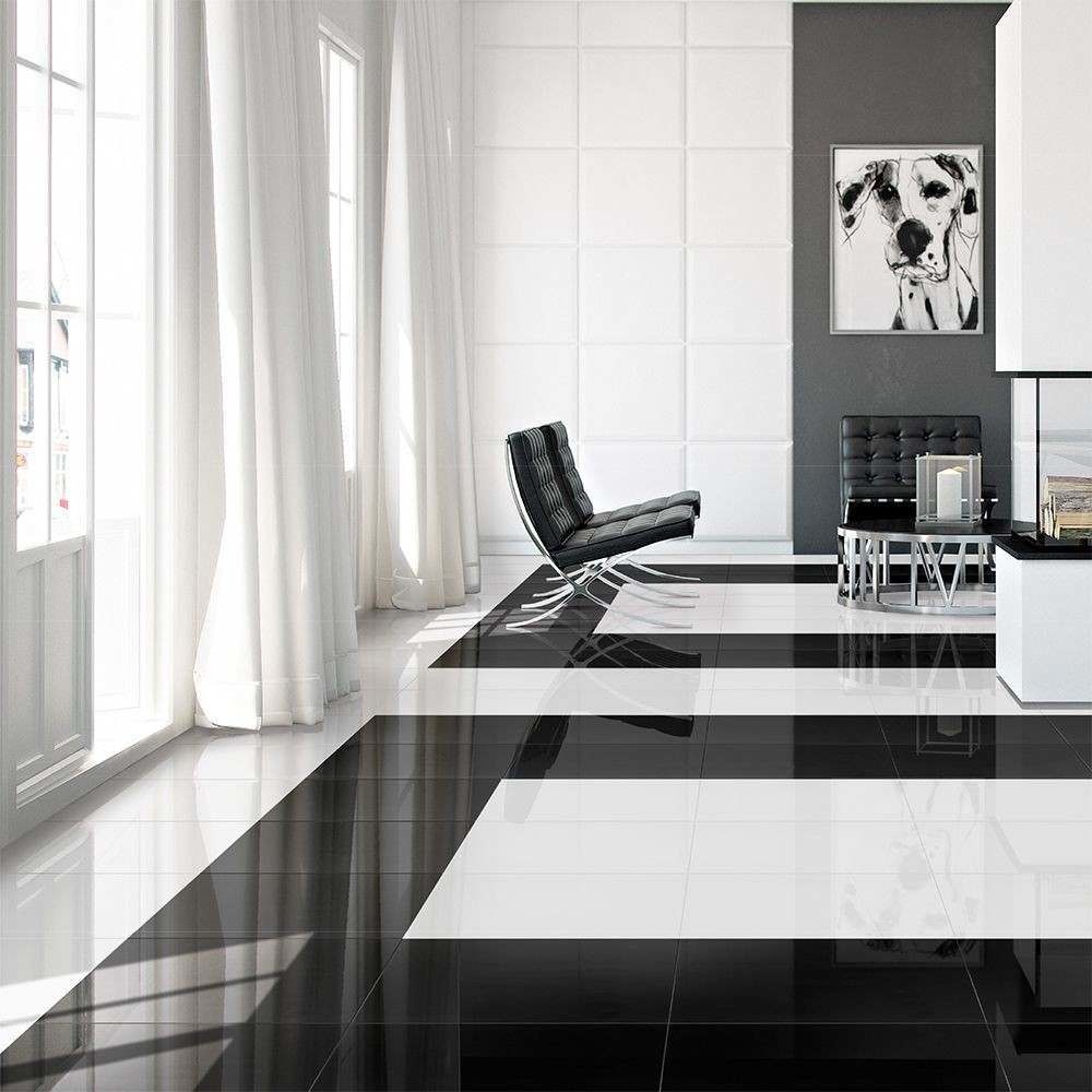 Knightsbridge Black Diamond Gloss 452x452mm Wall And Floor Tile Luxury Tiles