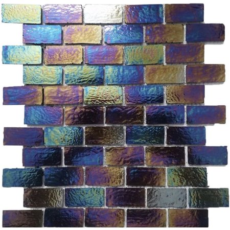 Luxury Tiles Iridescent Oud Glass Brick Mosaic Tile 25x50mm