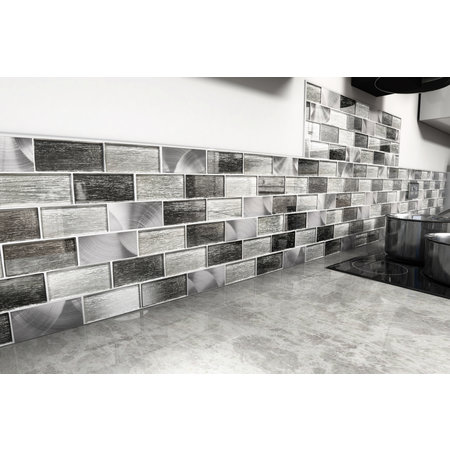 Portland Grey Glass Brick Mosaic Tile