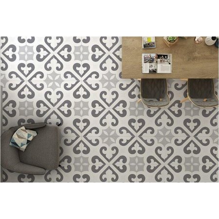 Luxury Tiles Nouvelle Grey Pattern floor and wall tile 450x450mm