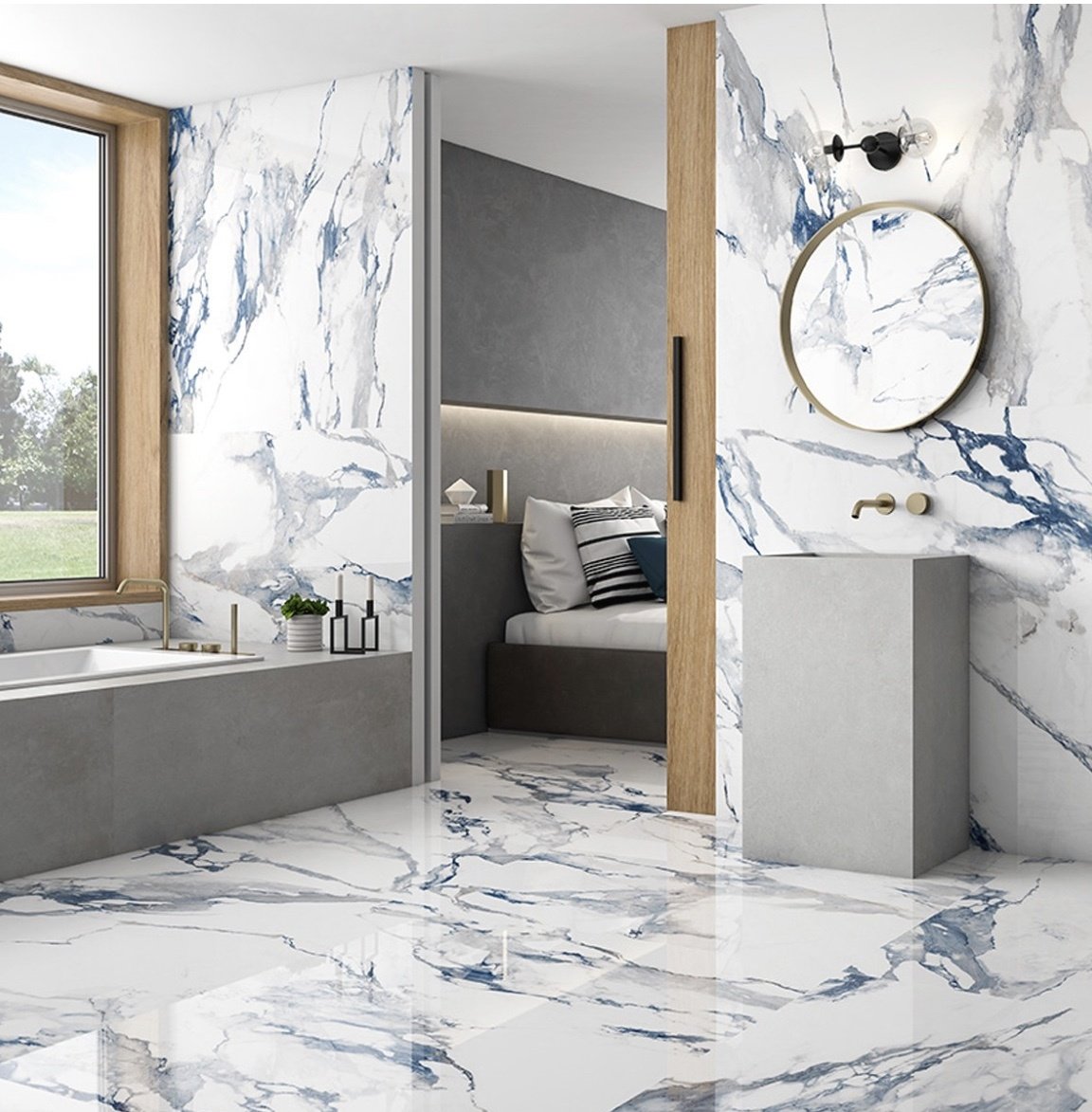 Aleotti Royal Blue Marble Effect 1200x600mm Porcelain Tile Luxury Tiles