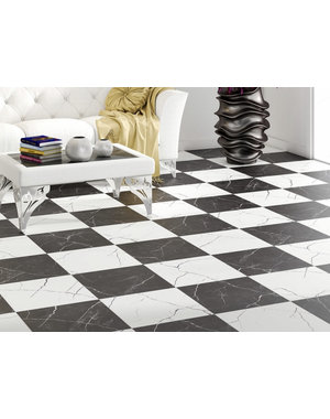 Luxury Tiles Checkered Marble Black Wall & Floor Tile 450x450mm