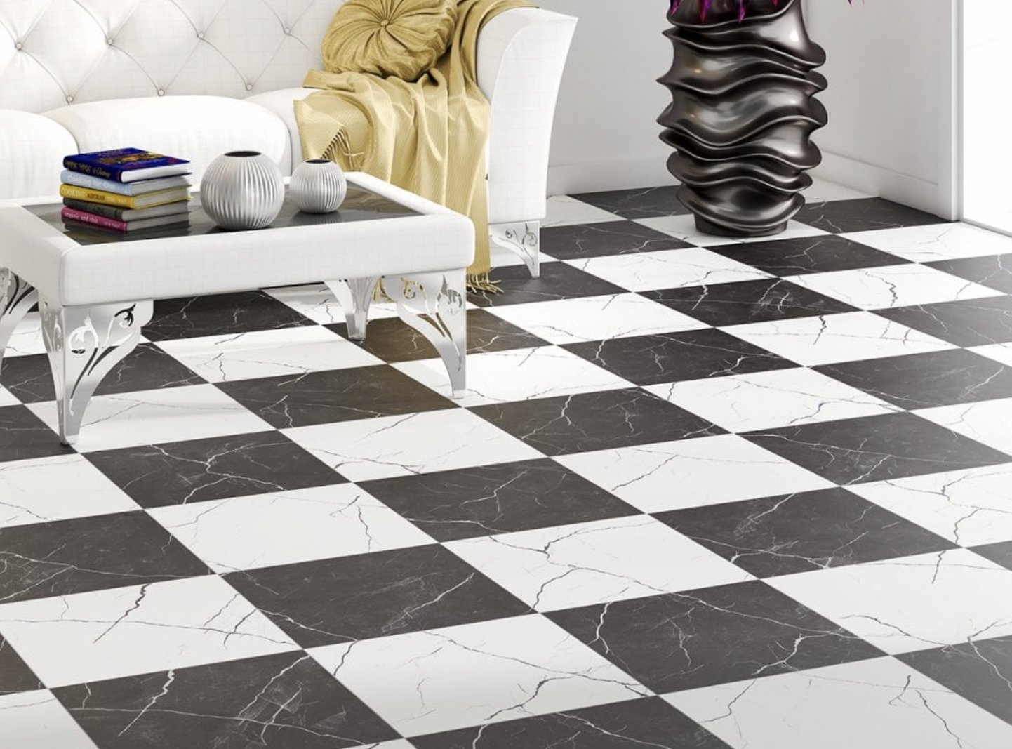 Checkered Marble Black Floor Wall Tile 45x45cm Luxury Tiles