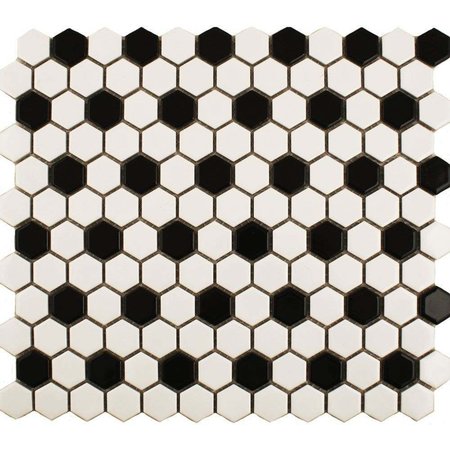 Luxury Tiles Shapes Hexagon Matt White Black Mosaic Tile
