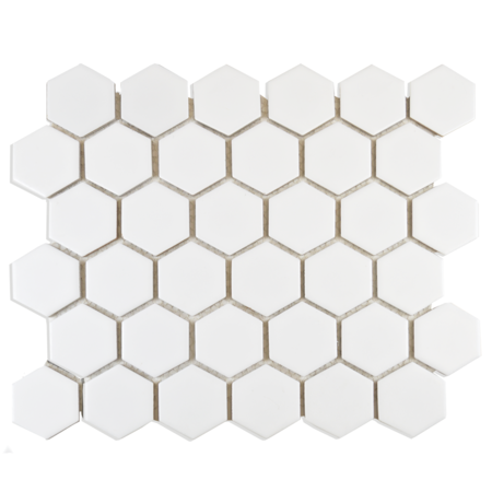 Luxury Tiles White Hexagon Porcelain Mosaic Tile Matt 32x28cm