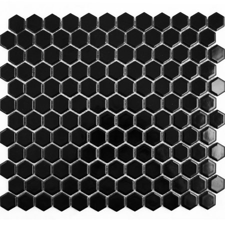 Verona Black Hexagon Gloss Black Mosaic Tile