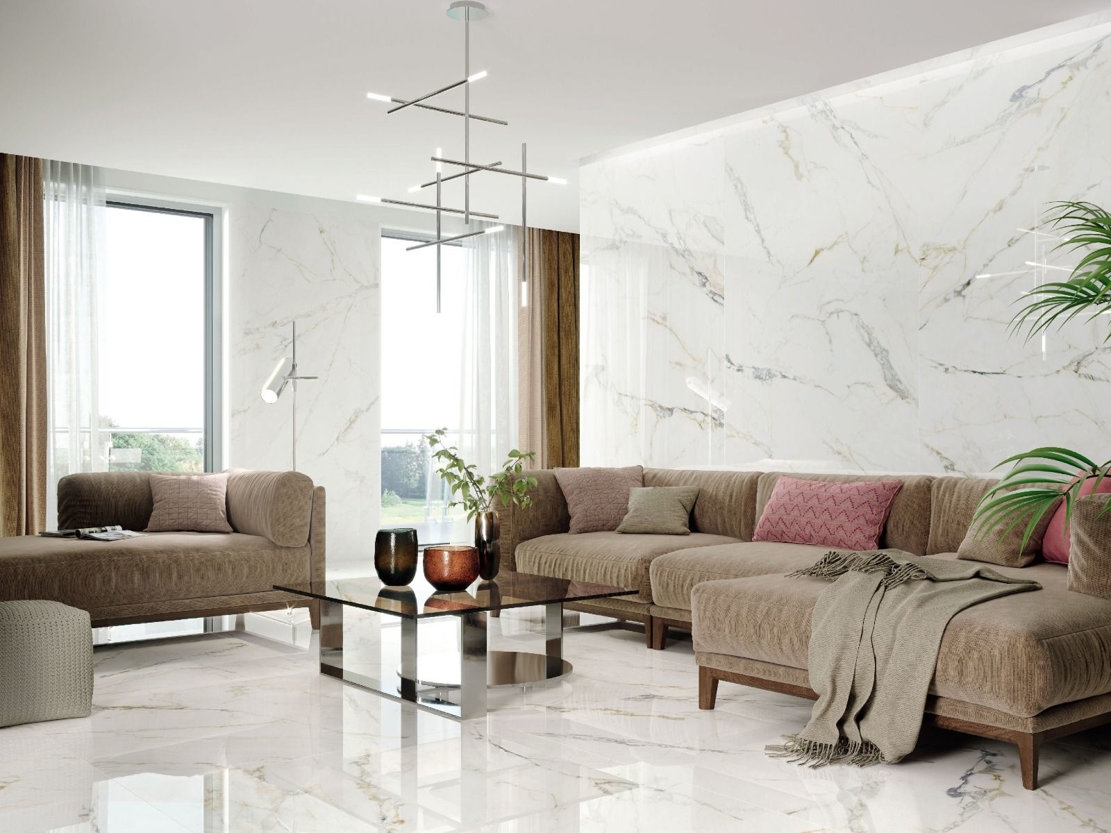 Golden Marble Effect XL 80x80cm Polished Wall and Floor Tile Luxury Tiles