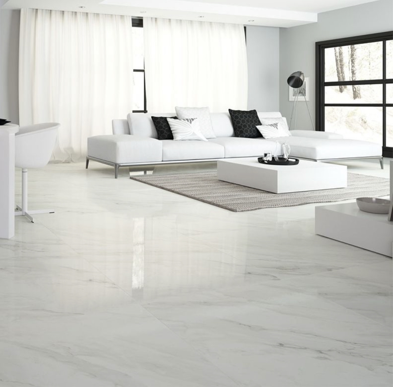 white marble flooring tiles