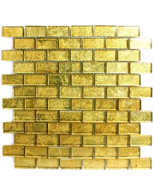 Luxury Tiles Alexandra Gold Glass Brick Mosaic Tile 300x300mm