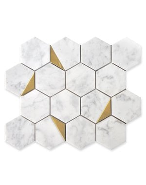Luxury Tiles Gold Hexagon Marble Mosaic Tile