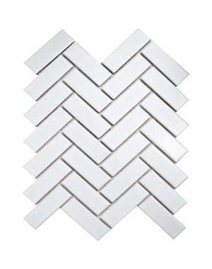 Luxury Tiles White Herringbone Wall and Floor Mosaic Tile