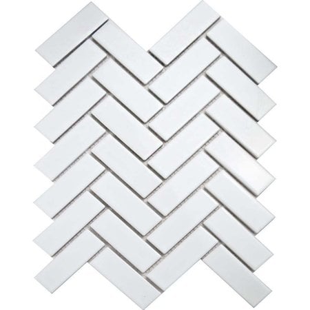 Luxury Tiles White Gloss Herringbone Wall and Floor Mosaic Tile