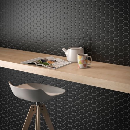 Luxury Tiles Microhex Black Matt Hexagon 300x260mm Mosaic Tile