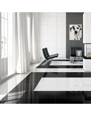 Luxury Tiles Mayfair Black Diamond Gloss 60x60cm Wall and Floor Tile