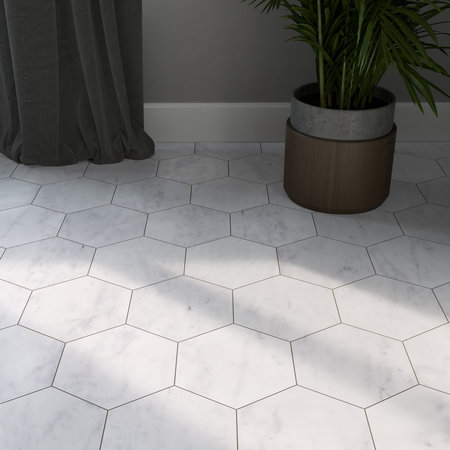 Luxury Tiles Carrara White Polished Hexagon Marble Tile