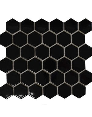 Luxury Tiles Jet Black Hexagon Mosaic Floor and Wall Tile