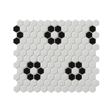 Mono Hex Porcelain Daisy Tile 26x30cm