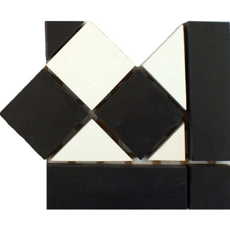 Verona Classic Victorian Quarry Black And White Corner Border Tile 12x9.5cm