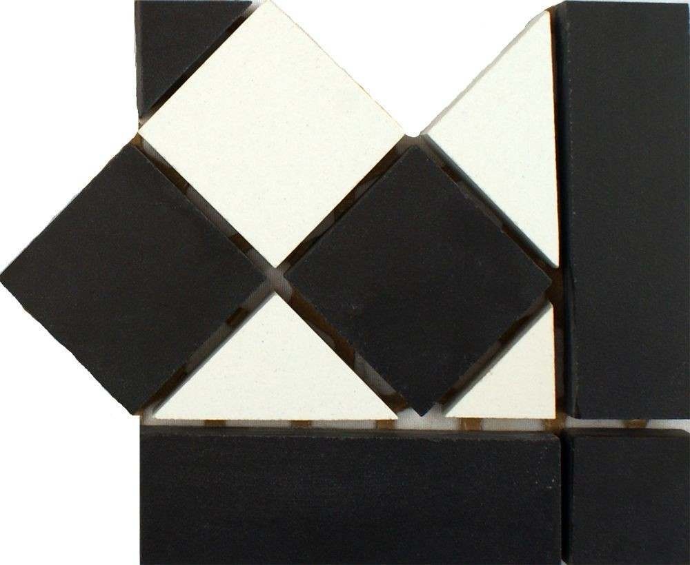 Classic Victorian Quarry Black And White Corner Border Tile 12x9.5cm Luxury Tiles