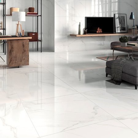 Luxury Tiles Carrara Marble Effect Gloss 80x80cm Tile