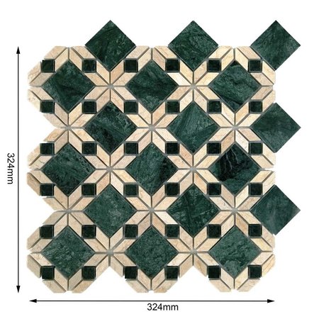 Luxury Tiles Verde Astral Green and Beige Marble Mosaic Tile