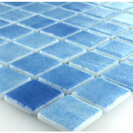 Luxury Tiles Mediterranean Swimming Pool Light Blue Mix Mosaic Glass Tile