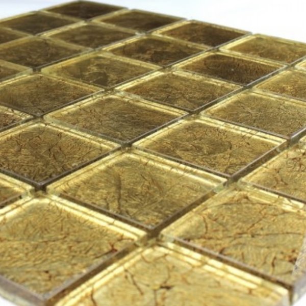 Stefany Gold Mosaic Glass Effect Tile 305x305cm Luxury Tiles