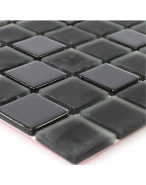 Luxury Tiles Black Peel and Stick Glass Mosaic Tile