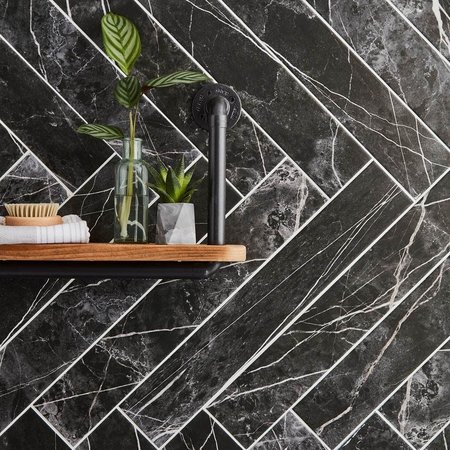 Luxury Tiles Luxor nero Black Carrara Marble Floor & Wall Tiles