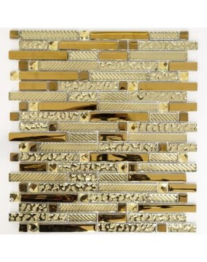 Luxury Tiles Chiara Gold Glass Mosaic Tile 31x34cm