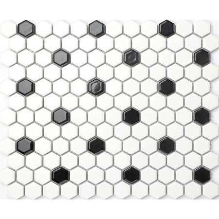 Luxury Tiles Carmen Black and White Hexagonal Mosaic Tile 270x310mm