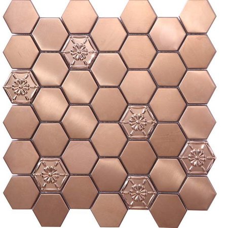 Luxury Tiles 3D Rose Gold Hexagon Stainless Steel Mosaic Tile