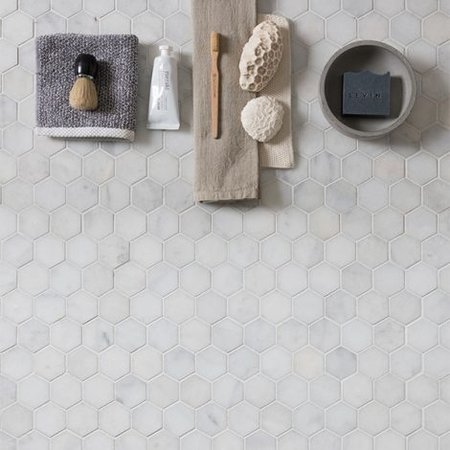 Ca' Pietra Long Island Marble Hexagon Mosaic Tile 30.5x26